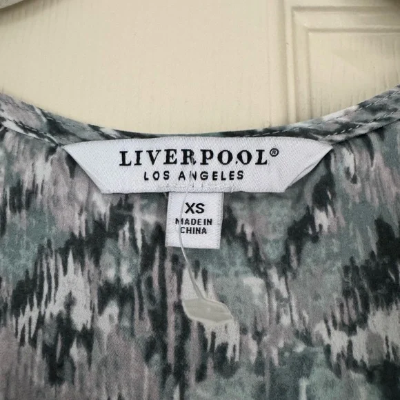 Liverpool Teal and White Abstract Blouse - Picture 5 of 5